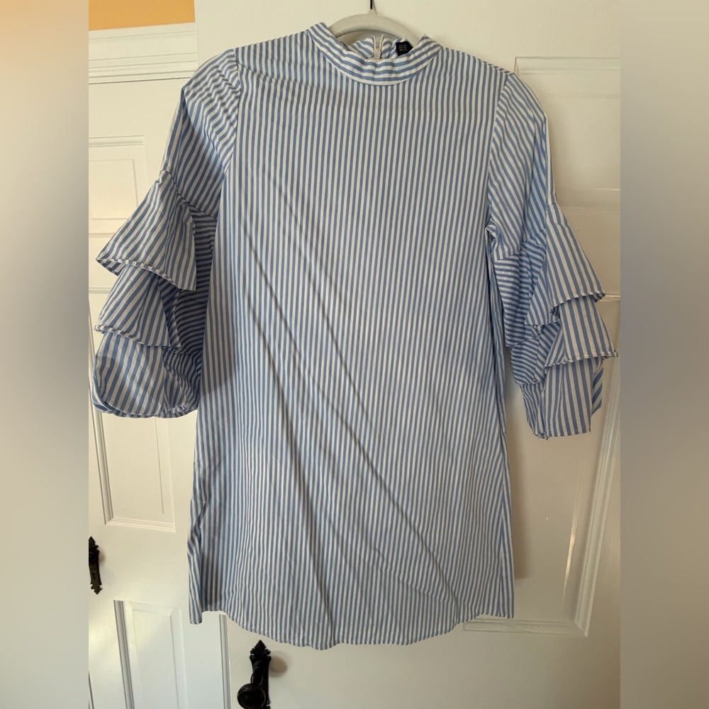Zara Blue and White Striped Blouse